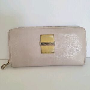 See By Chloe Leather Long Wallet Tan Toupe Zip Around Designer Clutch Bow